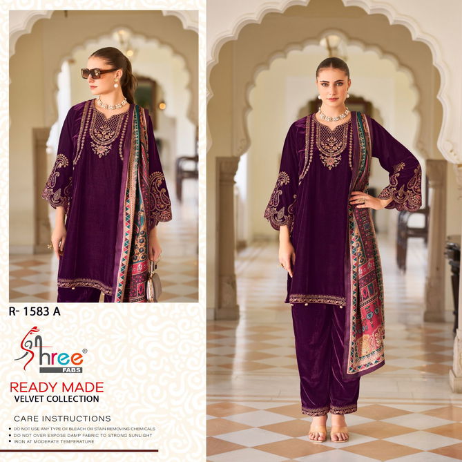 R 1583 Shree Winter Wear Velvet Pakistani Readymade Suits Wholesale Shop In Surat 